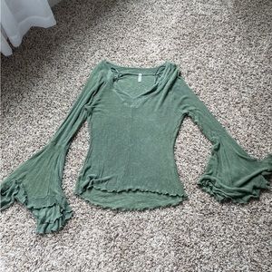 Free People Fairy Ruffle Sleeve Top